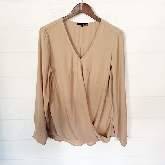 Ro&De Long Sleeve V-neck Surplice Blouse Size Large - Picture 1 of 10